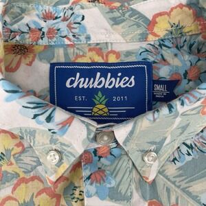 Chubbies Men's Small Floral Hawaiian Popover 3 Button Up Camp Shirt